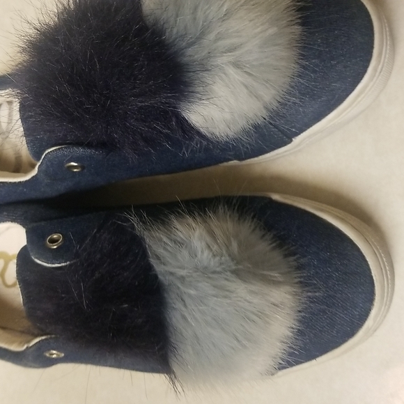 Sam Edelman Leya Denim Pompom Sneaker 7 Medium - Picture 6 of 7
